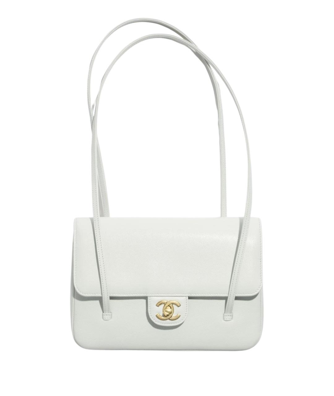 CHANEL Белая кожаная сумка с короткими ручками, фото 1