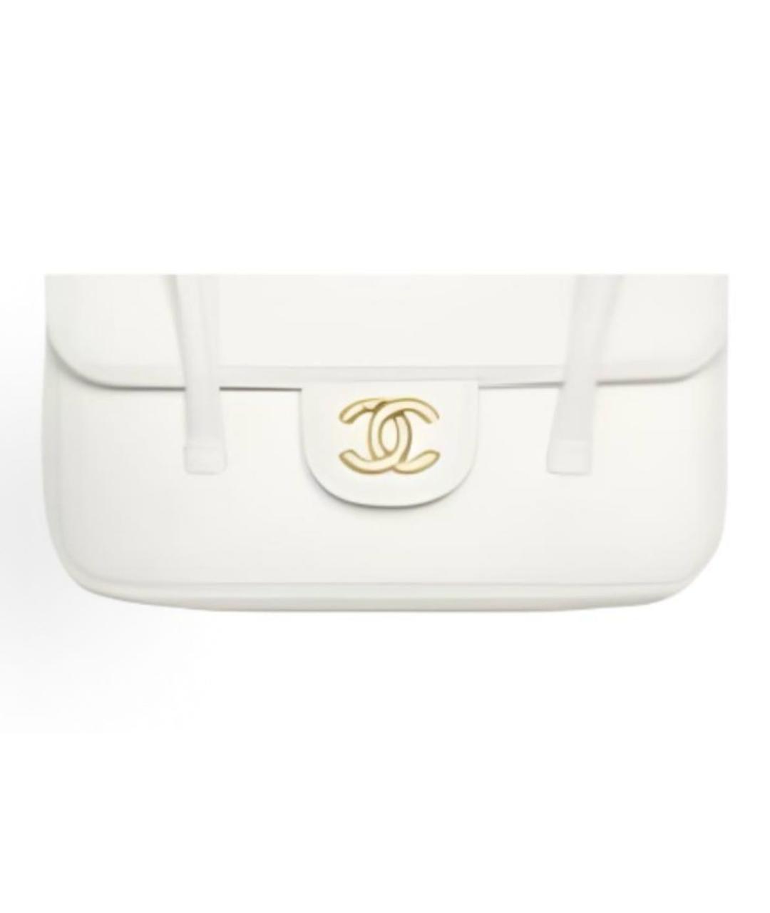 CHANEL Белая кожаная сумка с короткими ручками, фото 2