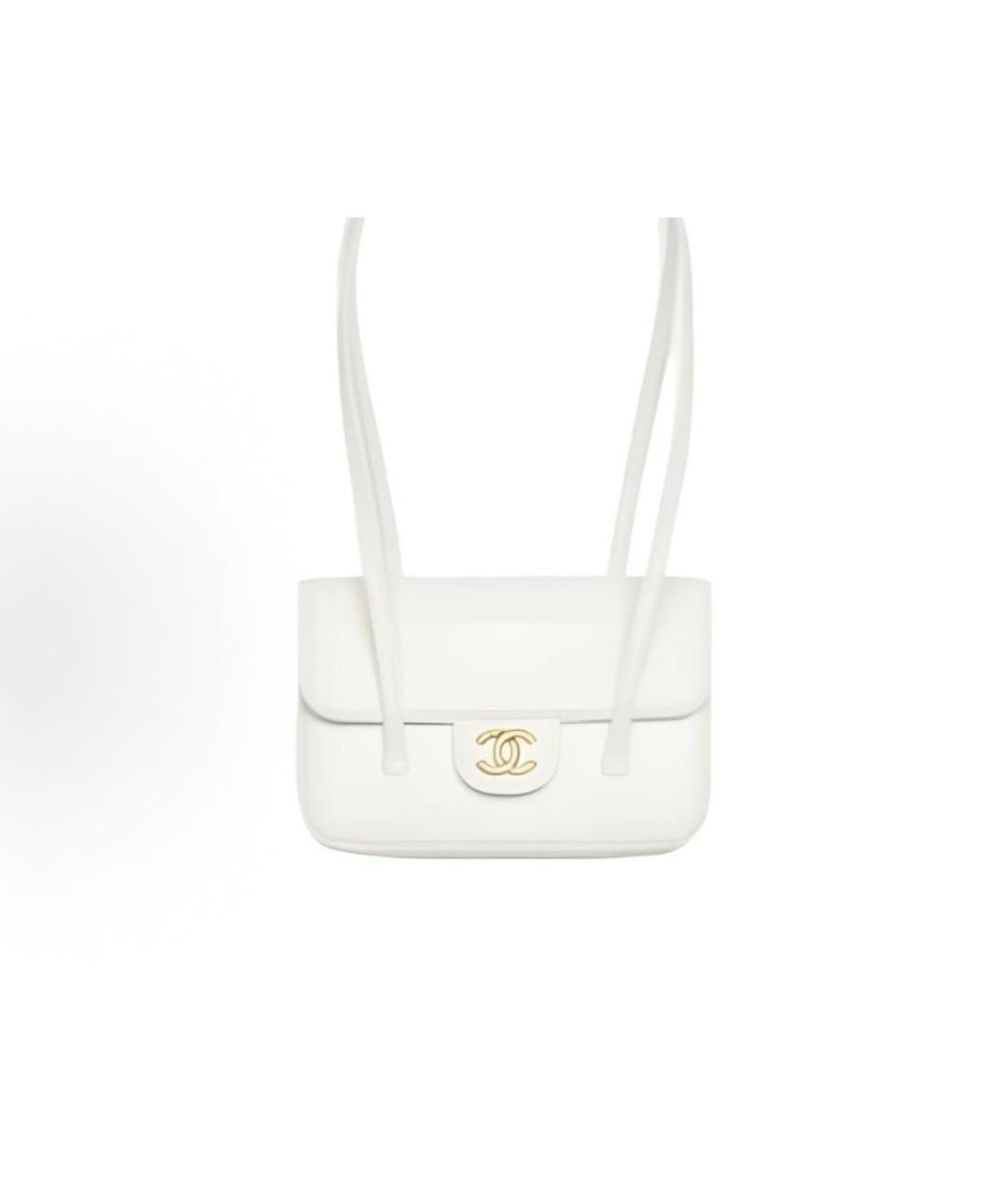 CHANEL Белая кожаная сумка с короткими ручками, фото 3