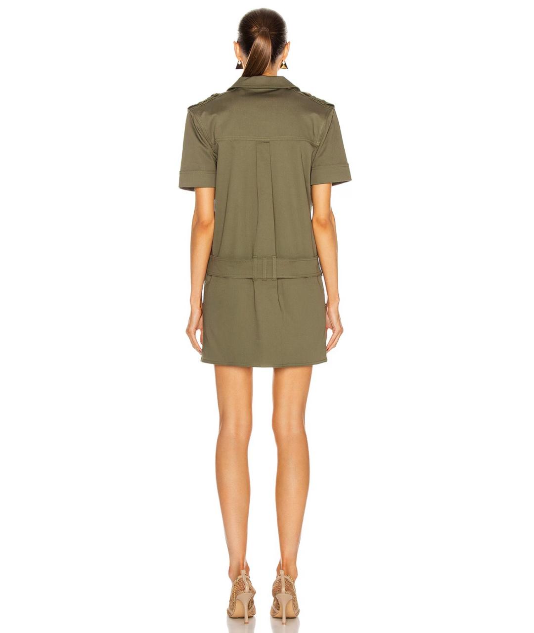 BALMAIN Зеленые хлопко-эластановое коктейльное платье, фото 4