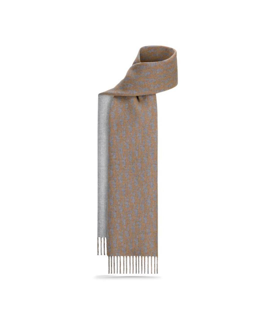 CHRISTIAN DIOR Коричневый шерстяной шарф, фото 1