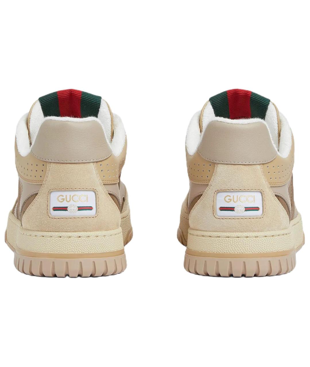 GUCCI Бежевые текстильные низкие кроссовки / кеды, фото 5