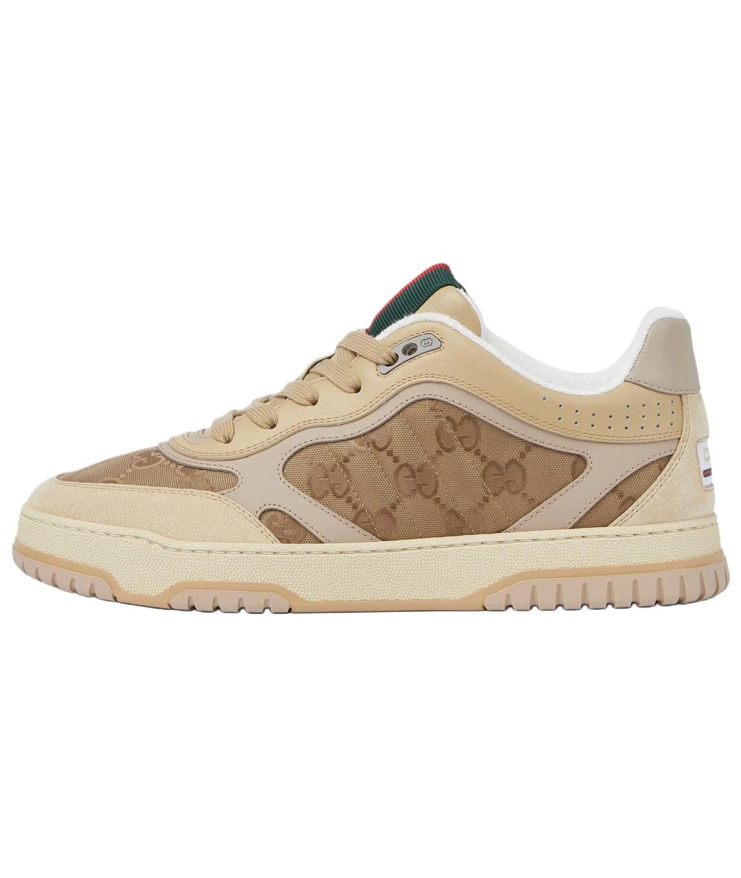 GUCCI Бежевые текстильные низкие кроссовки / кеды, фото 2