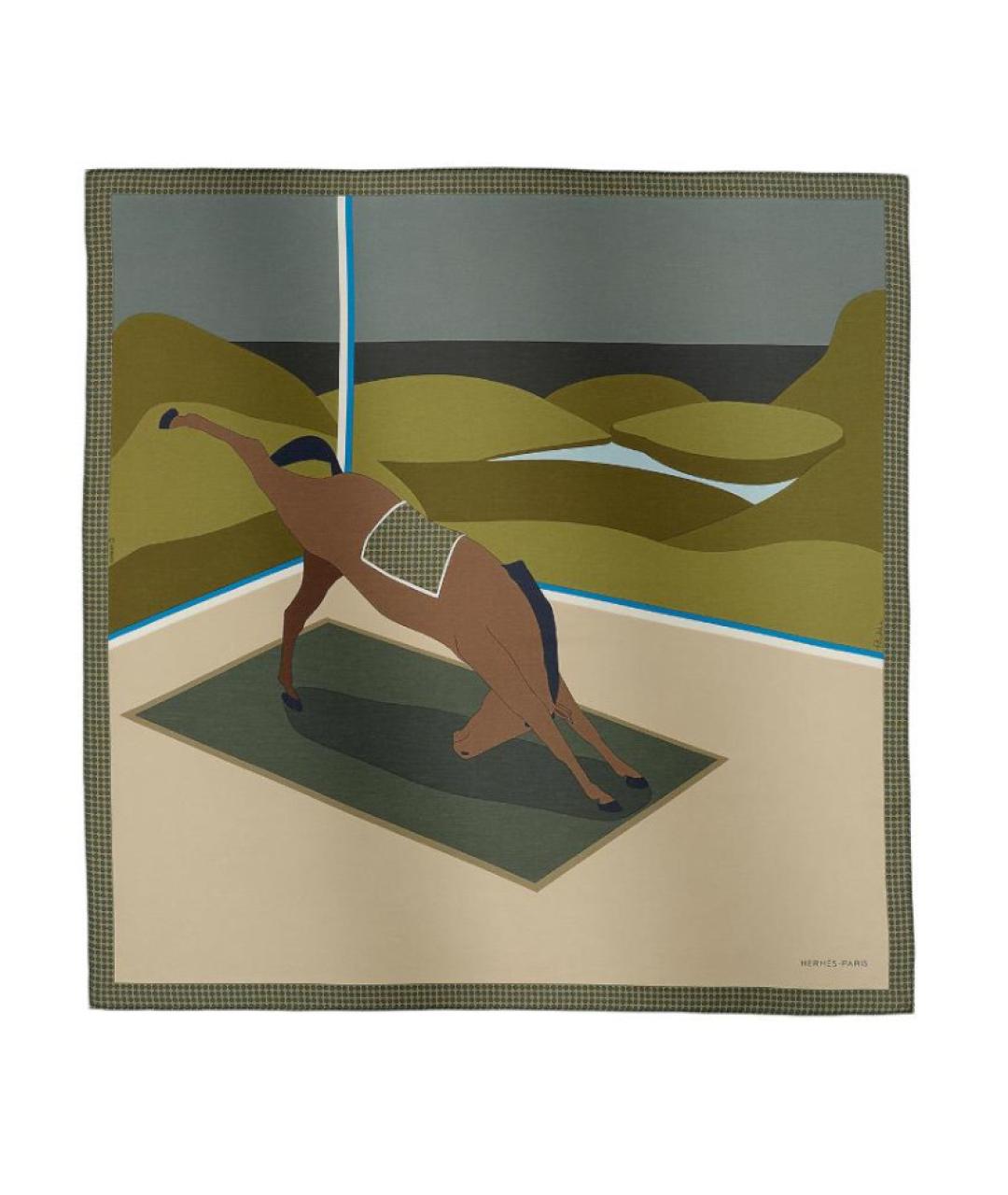 HERMES Зеленый шарф, фото 1