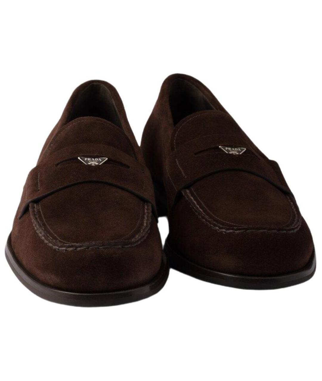 PRADA Коричневые кожаные лоферы, фото 5