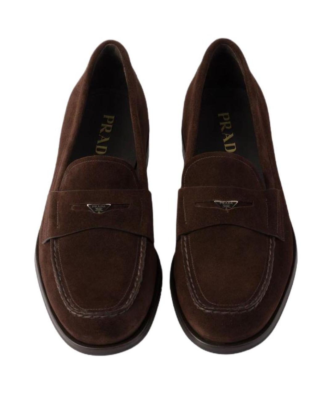 PRADA Коричневые кожаные лоферы, фото 6