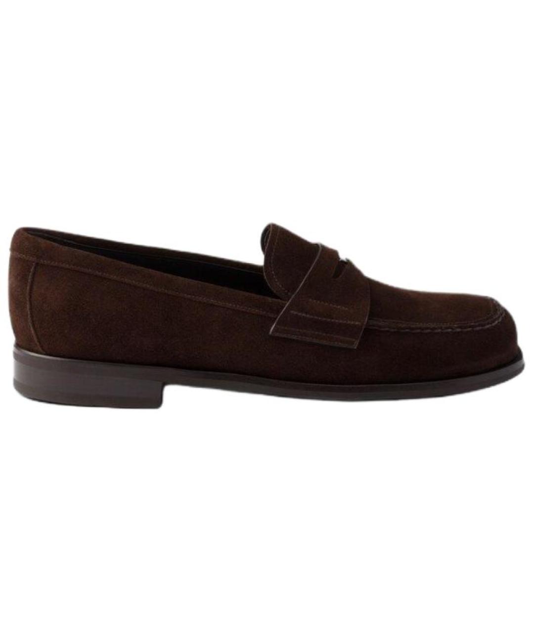 PRADA Коричневые кожаные лоферы, фото 1