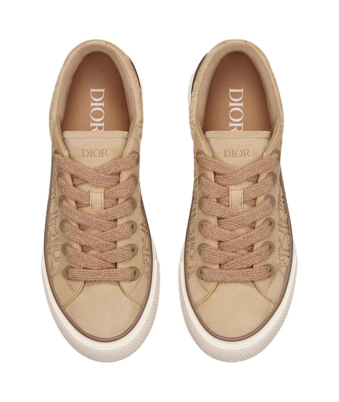 CHRISTIAN DIOR Бежевые кожаные низкие кроссовки / кеды, фото 5