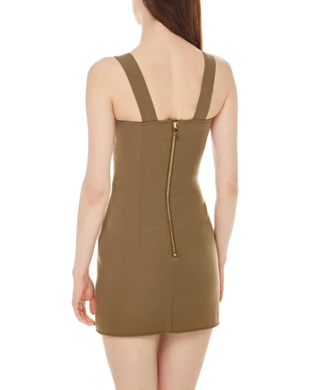BALMAIN Хаки шерстяное коктейльное платье, фото 3