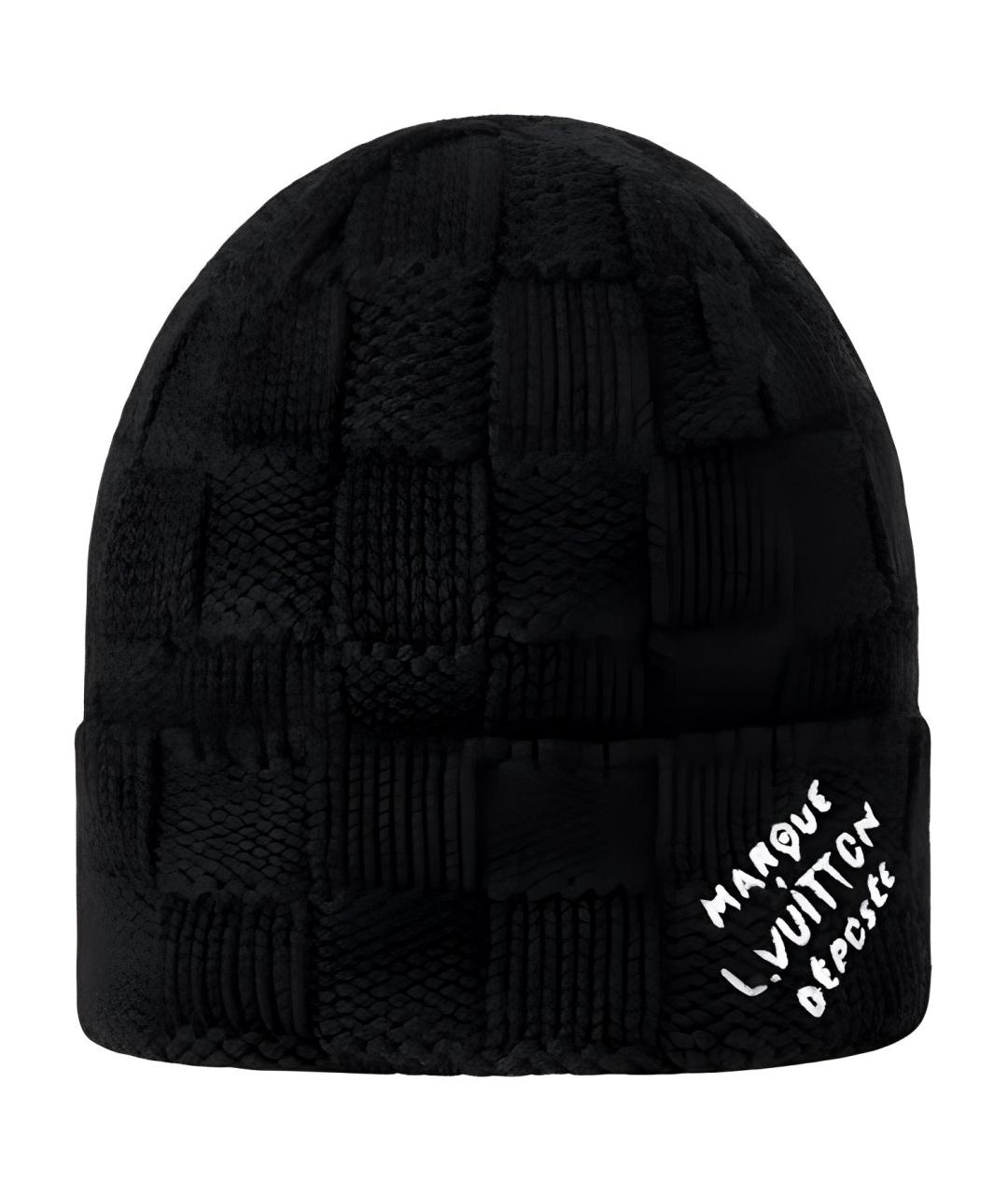LOUIS VUITTON Черная шерстяная шапка, фото 2