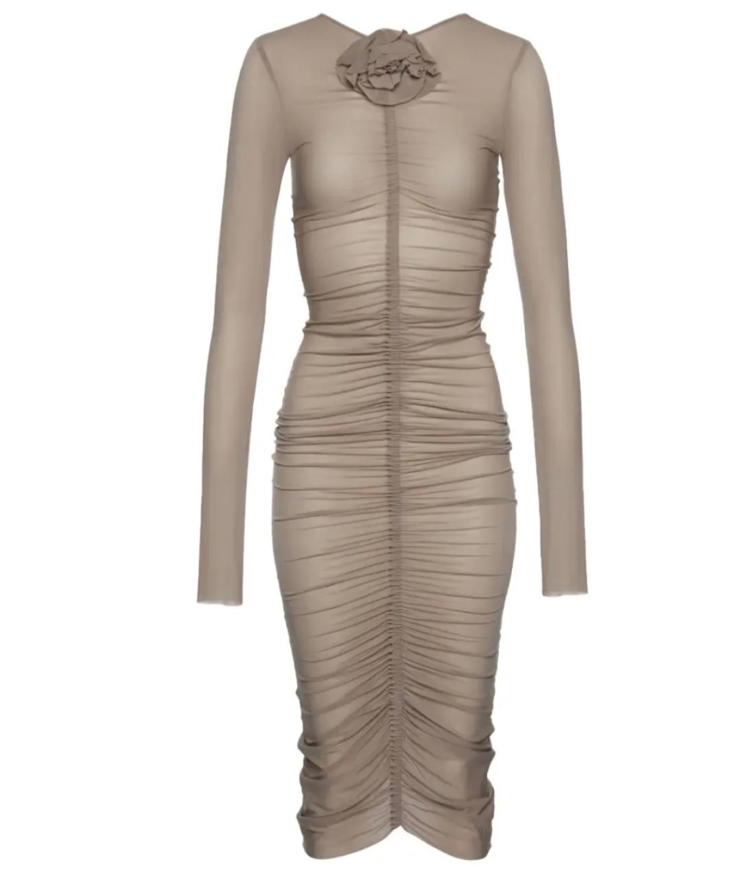 MAGDA BUTRYM Бежевое вискозное коктейльное платье, фото 4