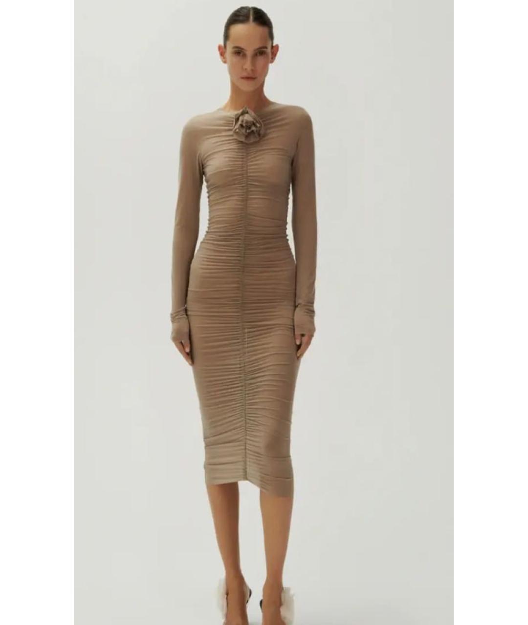 MAGDA BUTRYM Бежевое вискозное коктейльное платье, фото 3
