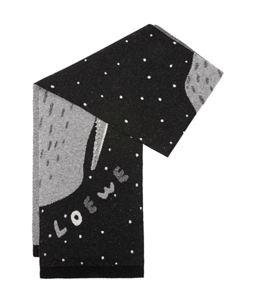 LOEWE Черный шерстяной шарф, фото 1