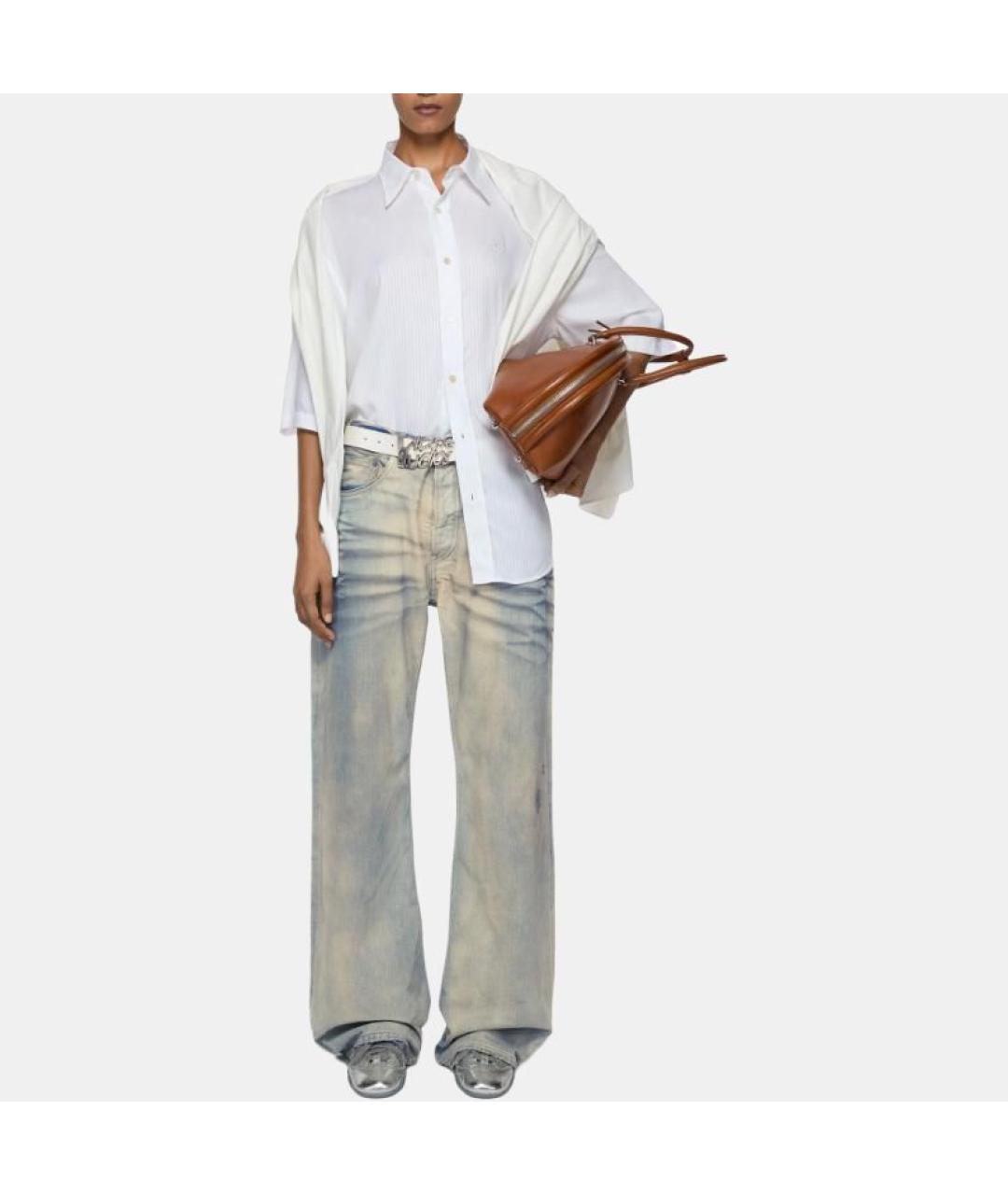 ACNE STUDIOS Голубые хлопковые прямые джинсы, фото 2