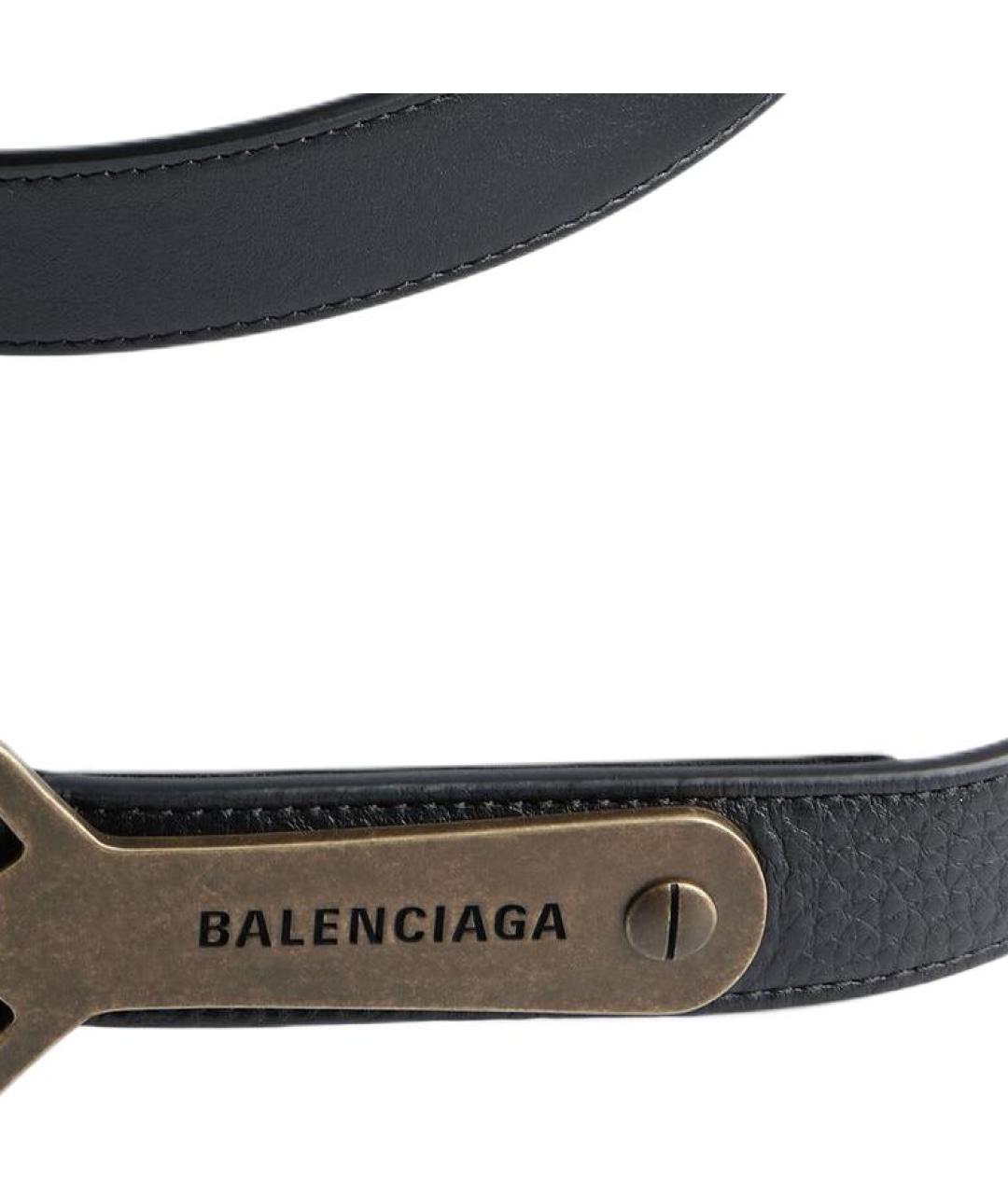 BALENCIAGA Черный кожаный ремень, фото 2