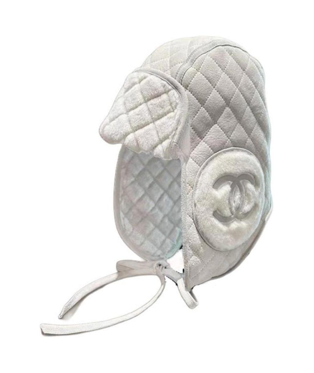 CHANEL Белая шерстяная шапка, фото 4