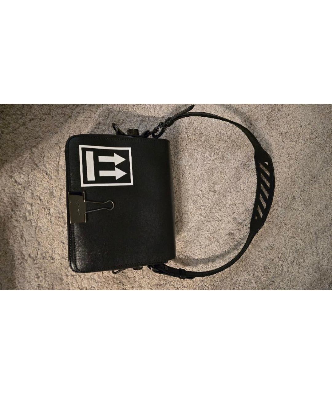 OFF-WHITE Черная кожаная сумка через плечо, фото 2