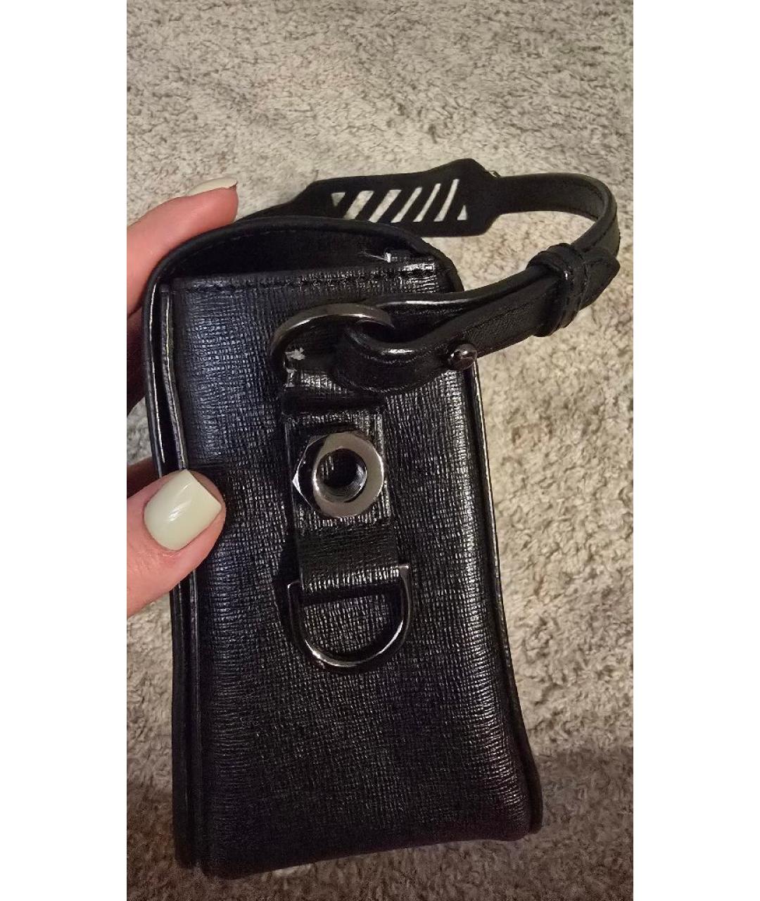 OFF-WHITE Черная кожаная сумка через плечо, фото 7