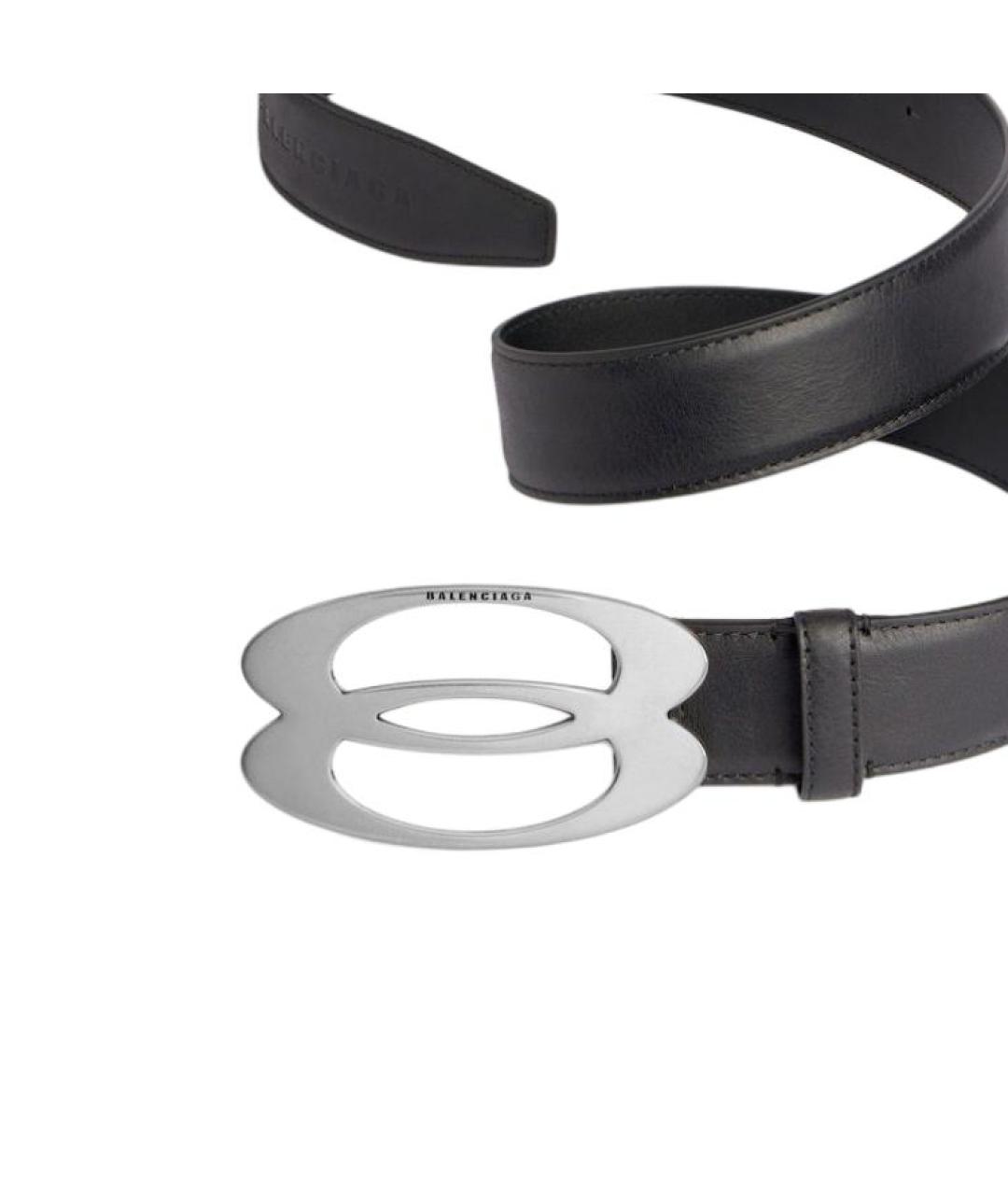 BALENCIAGA Черный кожаный ремень, фото 3
