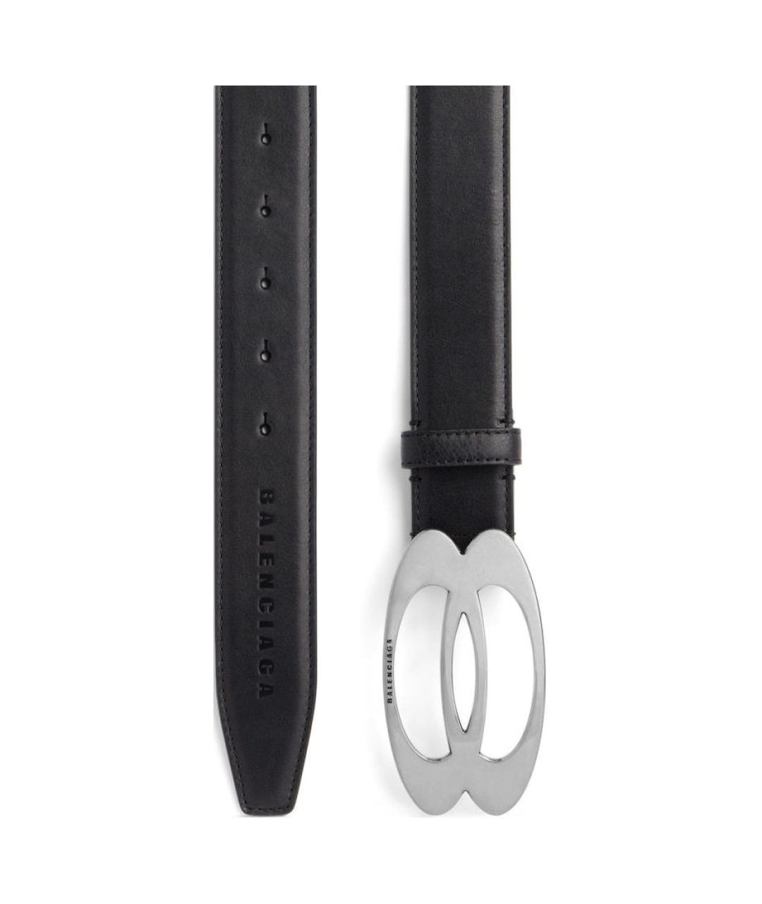 BALENCIAGA Черный кожаный ремень, фото 2