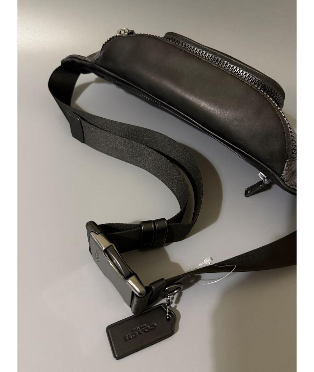 COACH Черная кожаная поясная сумка, фото 4