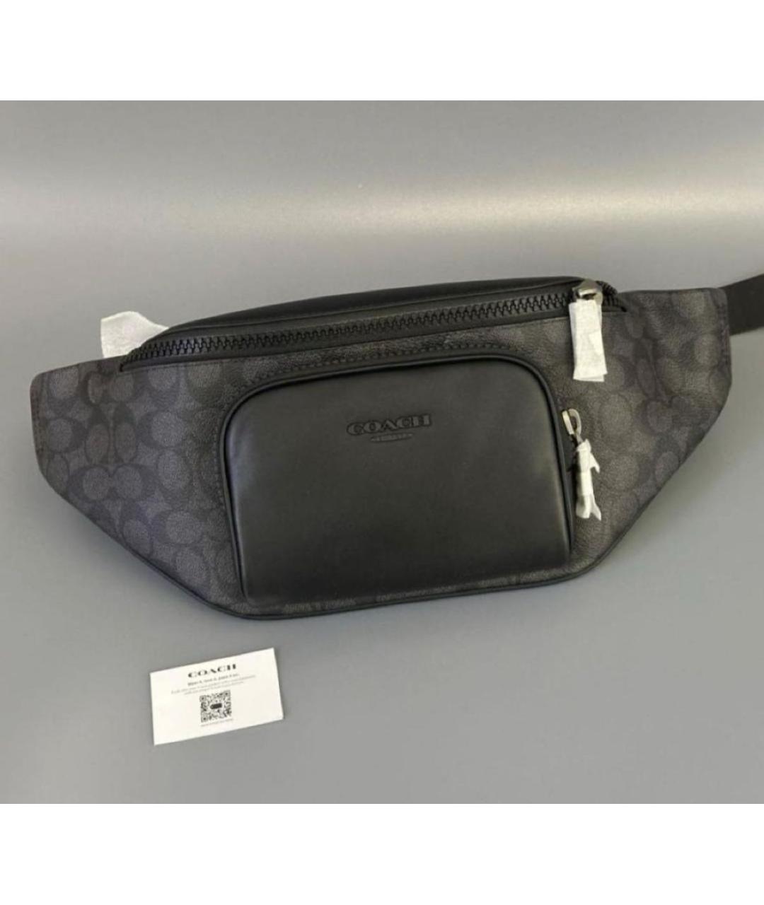COACH Черная кожаная поясная сумка, фото 7