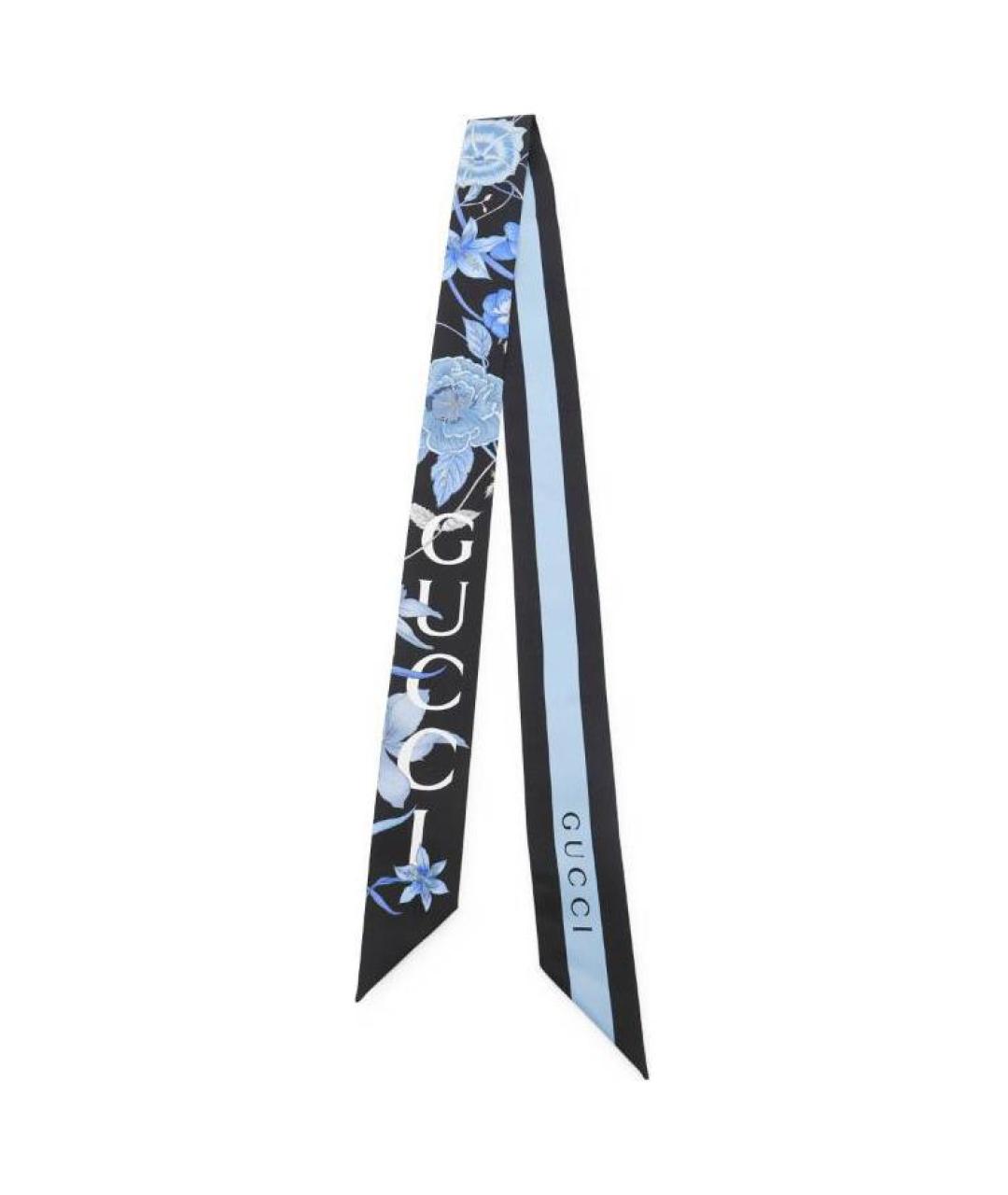 GUCCI Черный шелковый шарф, фото 2