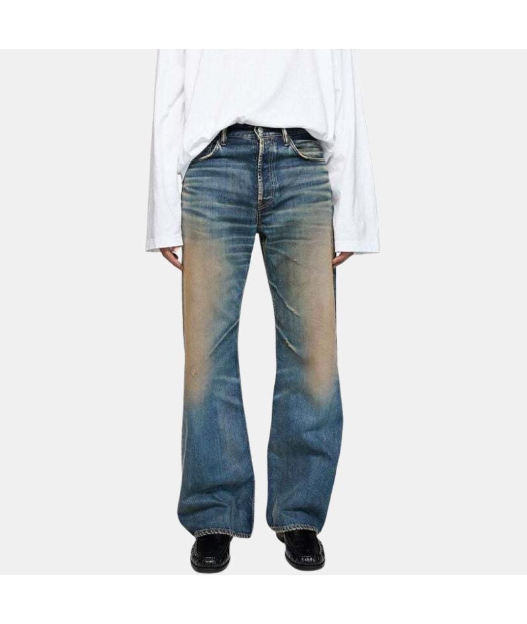 ACNE STUDIOS Синие хлопковые прямые джинсы, фото 3