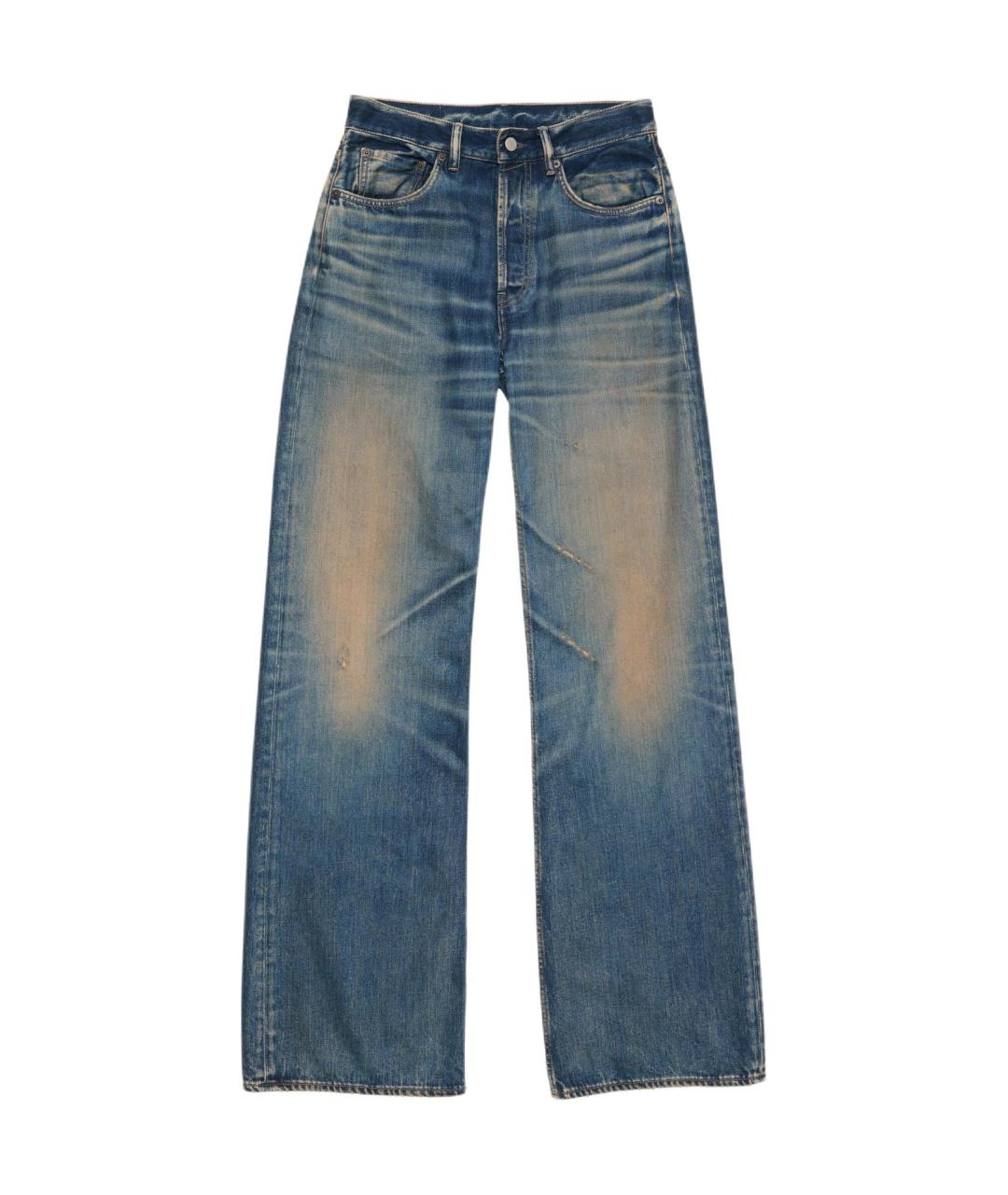 ACNE STUDIOS Темно-синие хлопковые прямые джинсы, фото 1