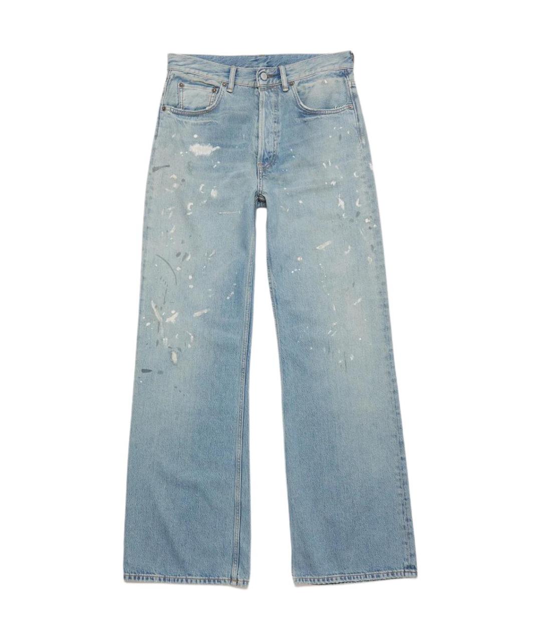 ACNE STUDIOS Голубые хлопковые прямые джинсы, фото 1