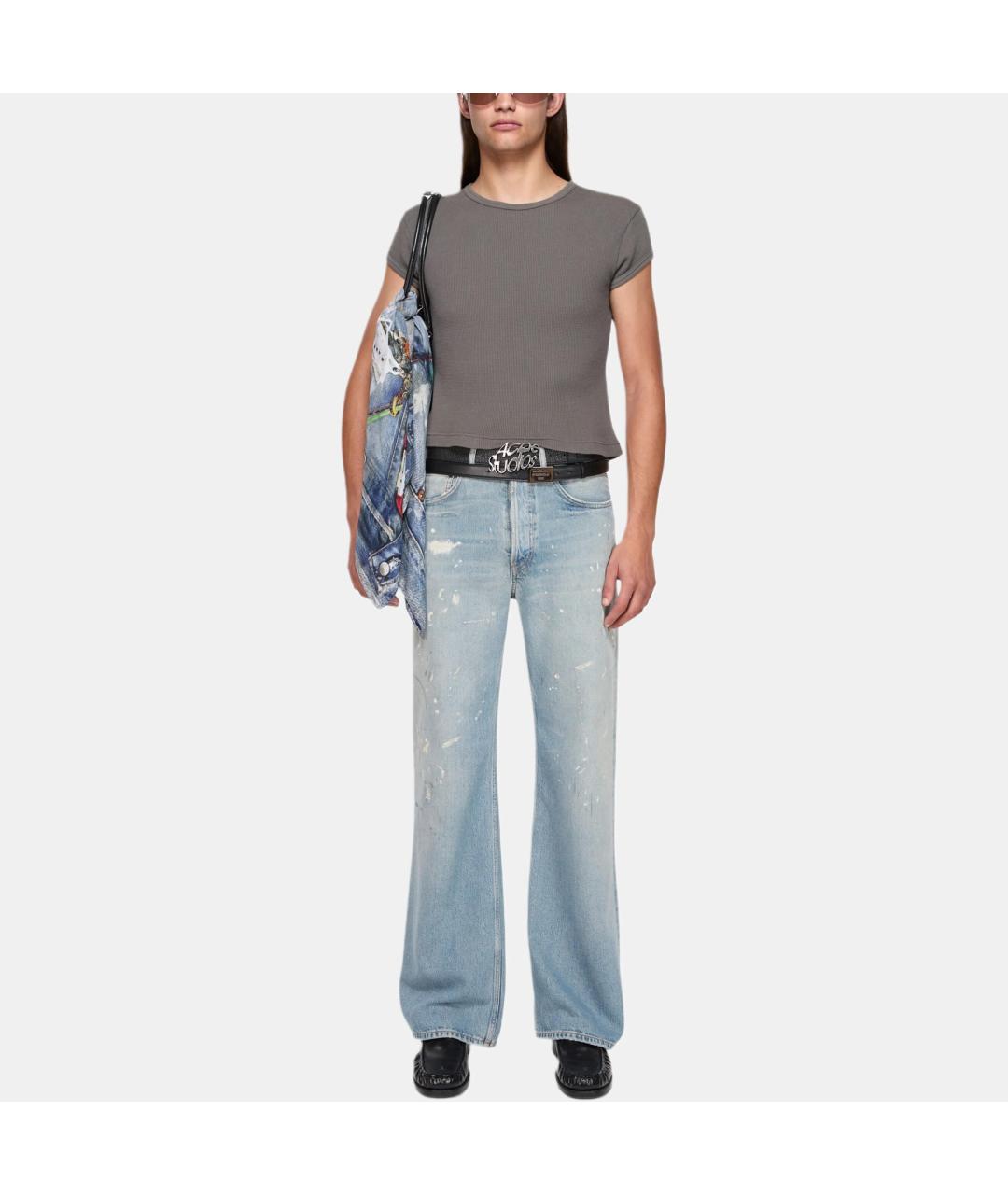 ACNE STUDIOS Голубые хлопковые прямые джинсы, фото 4