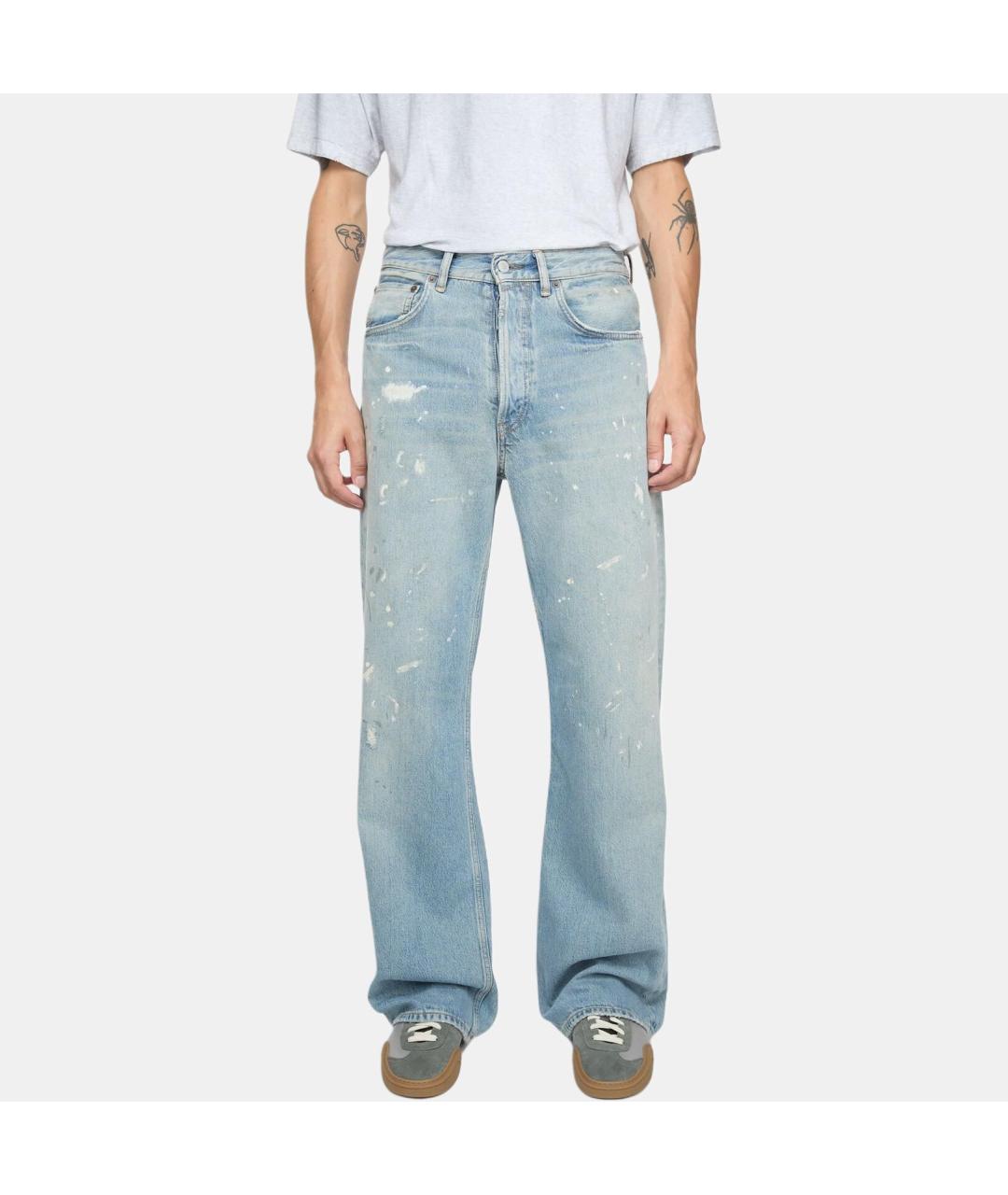 ACNE STUDIOS Голубые хлопковые прямые джинсы, фото 2