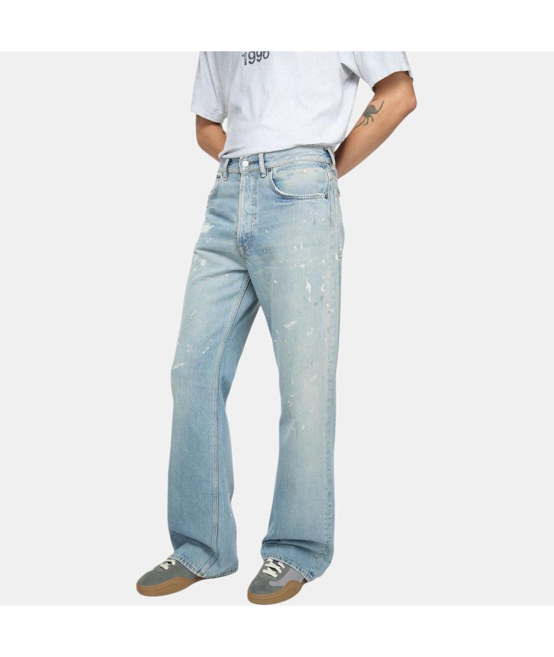 ACNE STUDIOS Голубые хлопковые прямые джинсы, фото 3