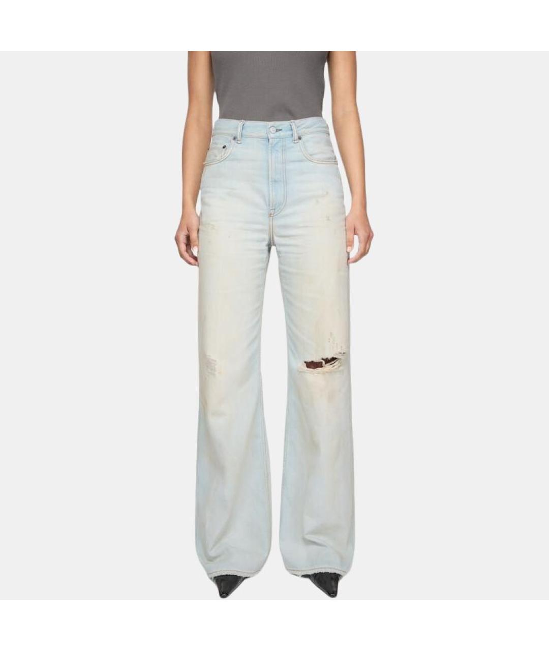 ACNE STUDIOS Голубые хлопковые прямые джинсы, фото 3