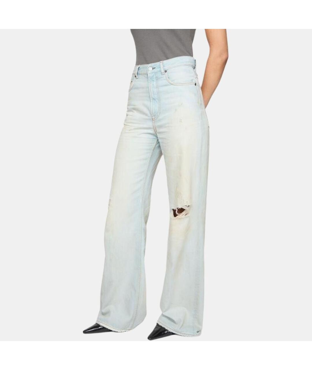ACNE STUDIOS Голубые хлопковые прямые джинсы, фото 4