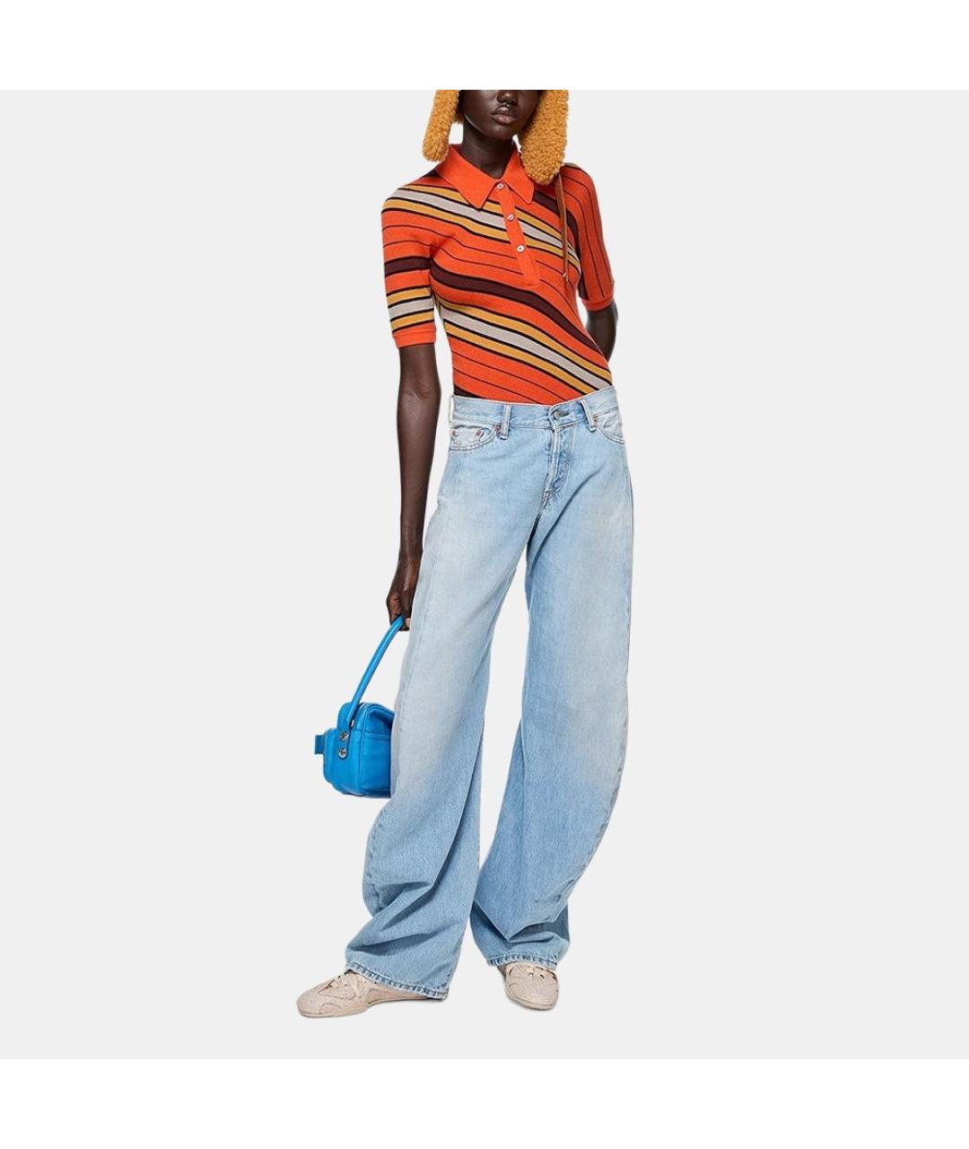 ACNE STUDIOS Голубые хлопковые прямые джинсы, фото 4