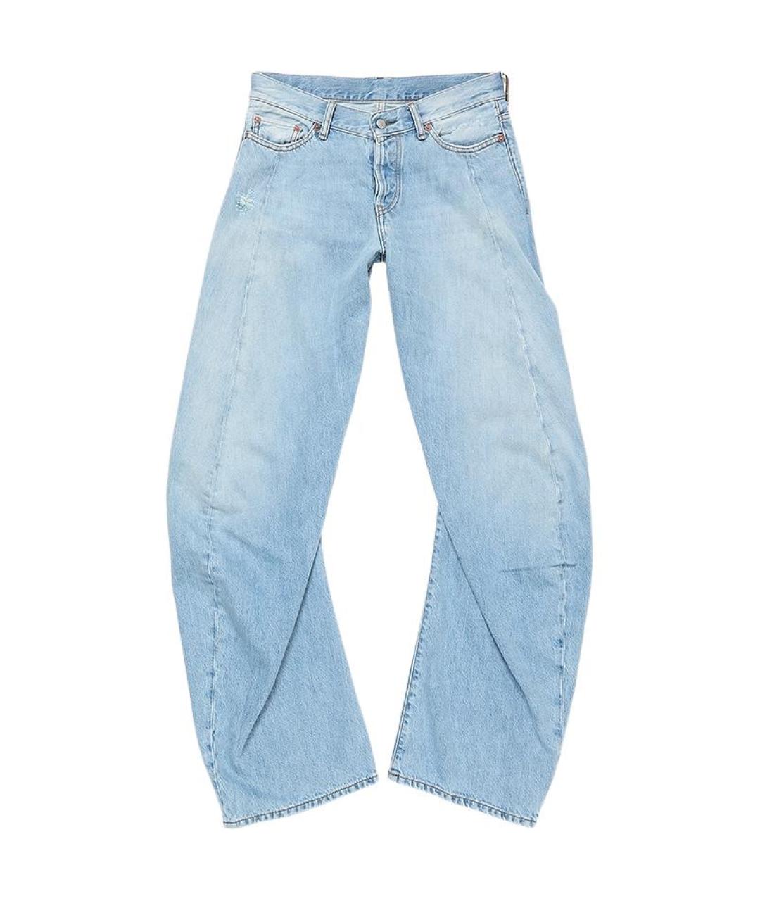 ACNE STUDIOS Голубые хлопковые прямые джинсы, фото 1