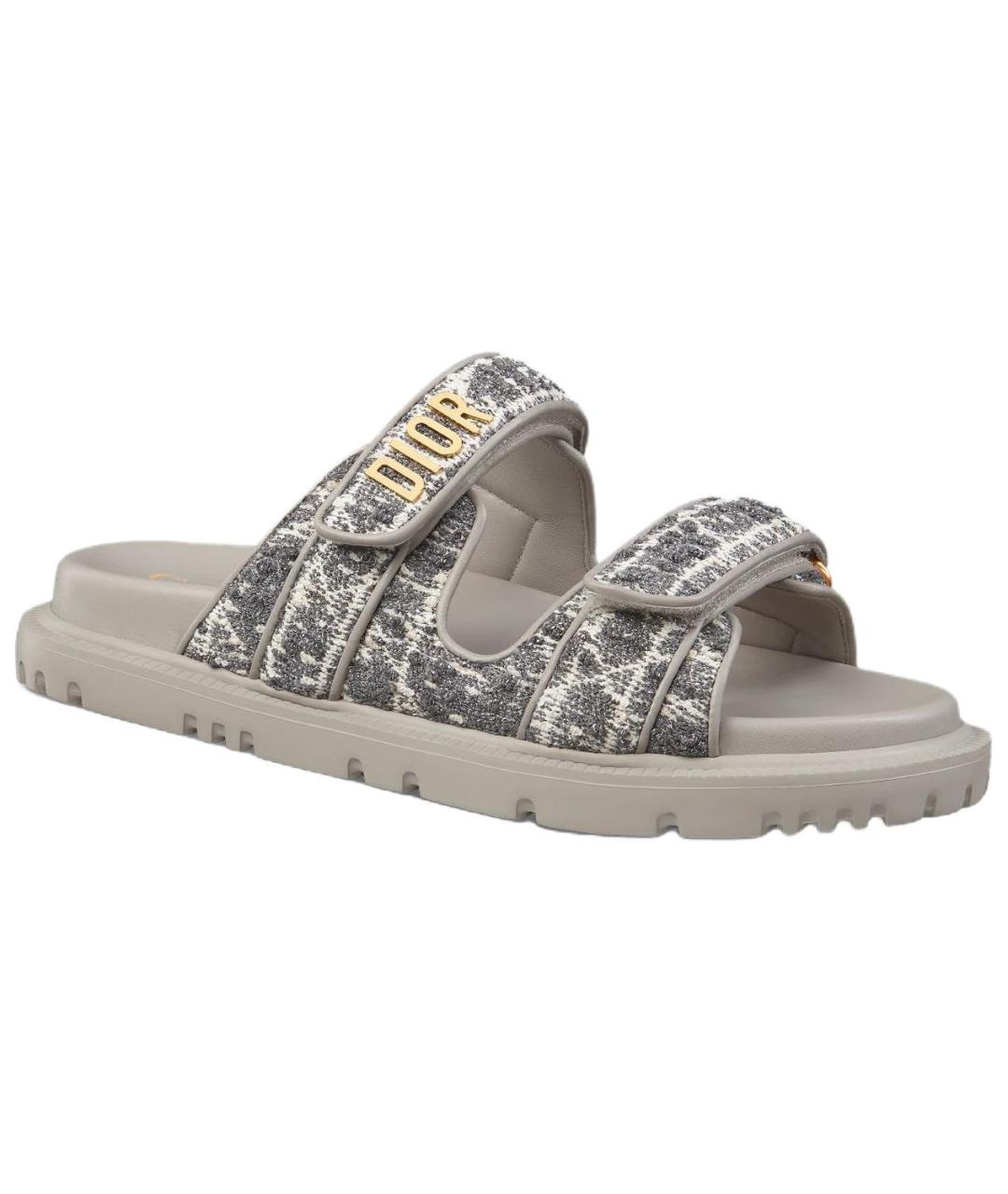 CHRISTIAN DIOR Серые кожаные сандалии, фото 3