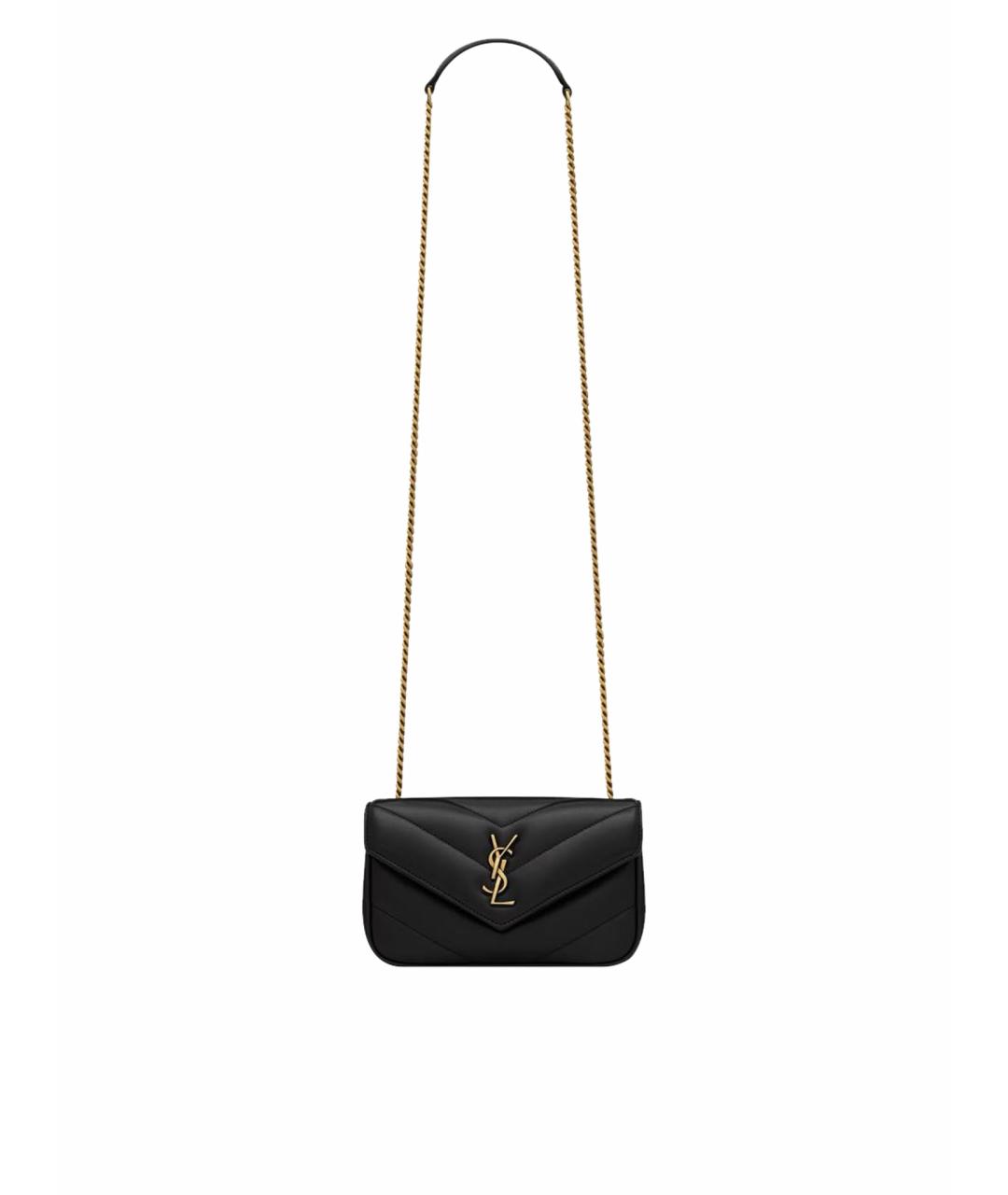 SAINT LAURENT Черная кожаная сумка через плечо, фото 1