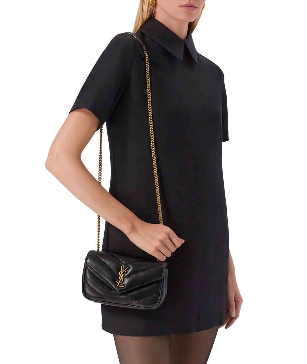 SAINT LAURENT Черная кожаная сумка через плечо, фото 5