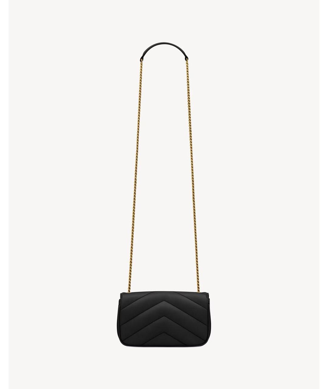 SAINT LAURENT Черная кожаная сумка через плечо, фото 3