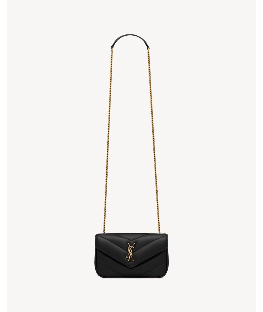 SAINT LAURENT Черная кожаная сумка через плечо, фото 6