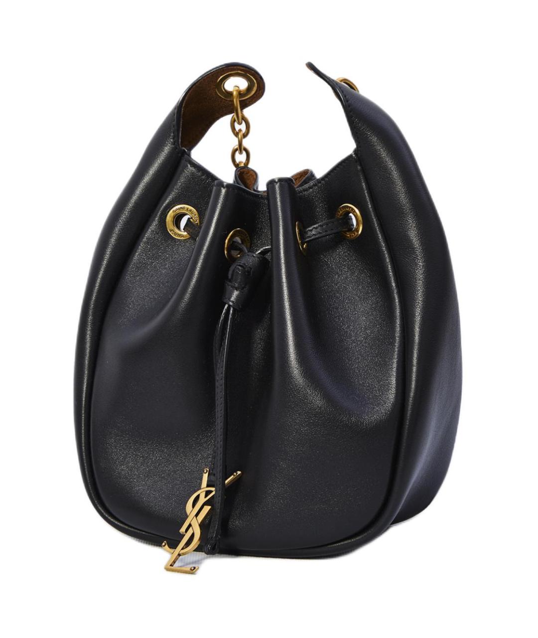 SAINT LAURENT Черная кожаная сумка через плечо, фото 2