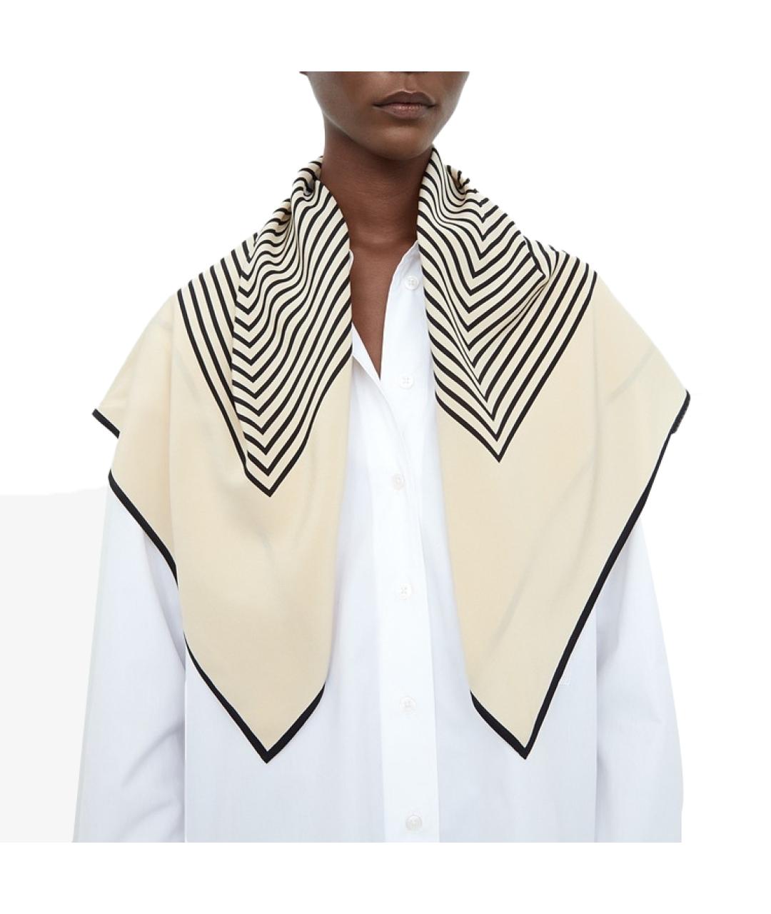 TOTEME Бежевый шелковый шарф, фото 4