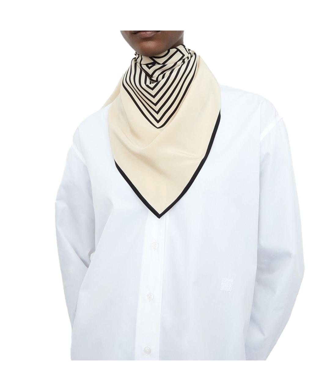 TOTEME Бежевый шелковый шарф, фото 3