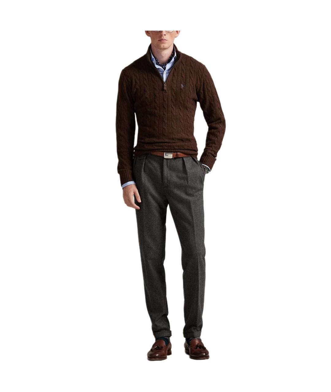 POLO RALPH LAUREN Коричневый шерстяной джемпер / свитер, фото 2