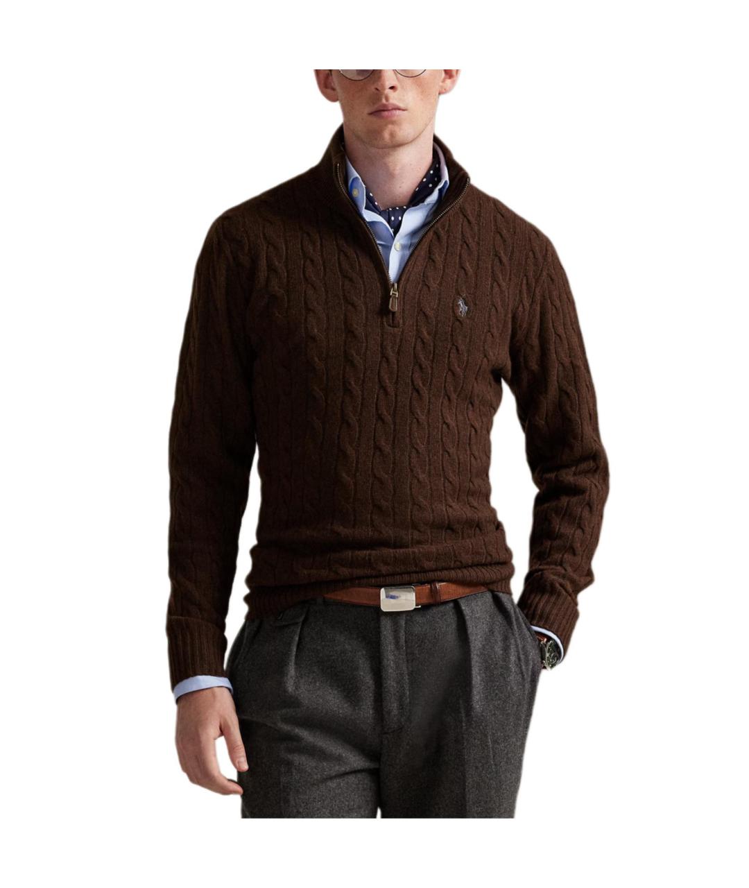 POLO RALPH LAUREN Коричневый шерстяной джемпер / свитер, фото 3