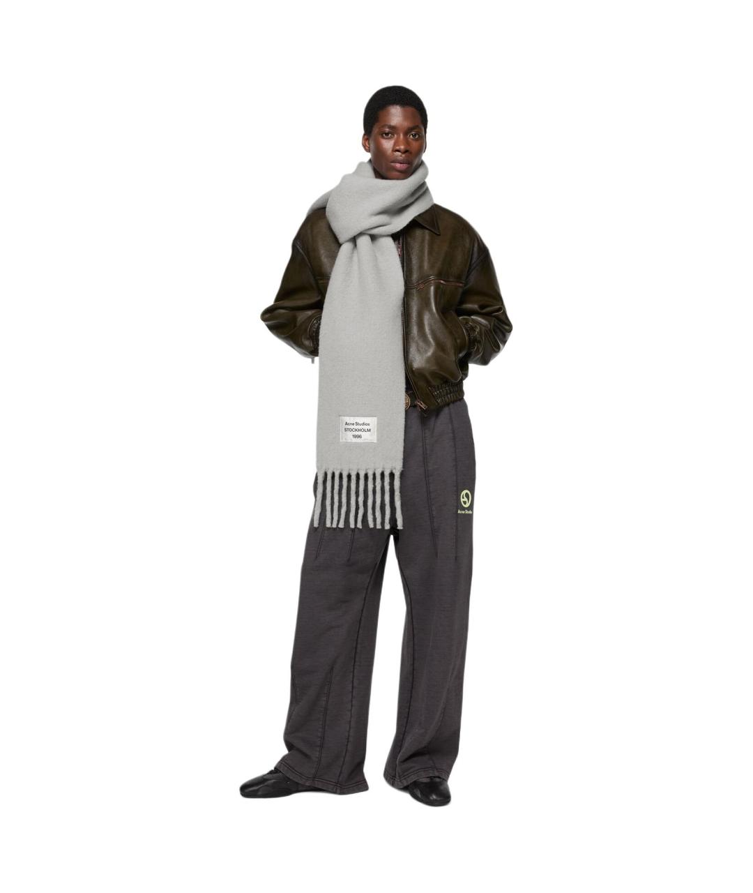ACNE STUDIOS Серый шарф, фото 3