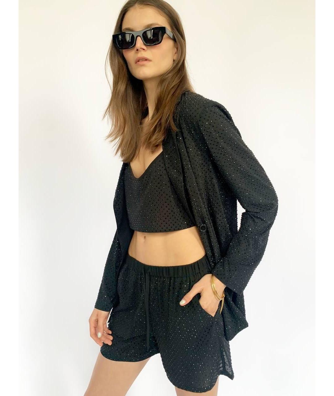 P.A.R.O.S.H. Черные полиэстеровые шорты, фото 3