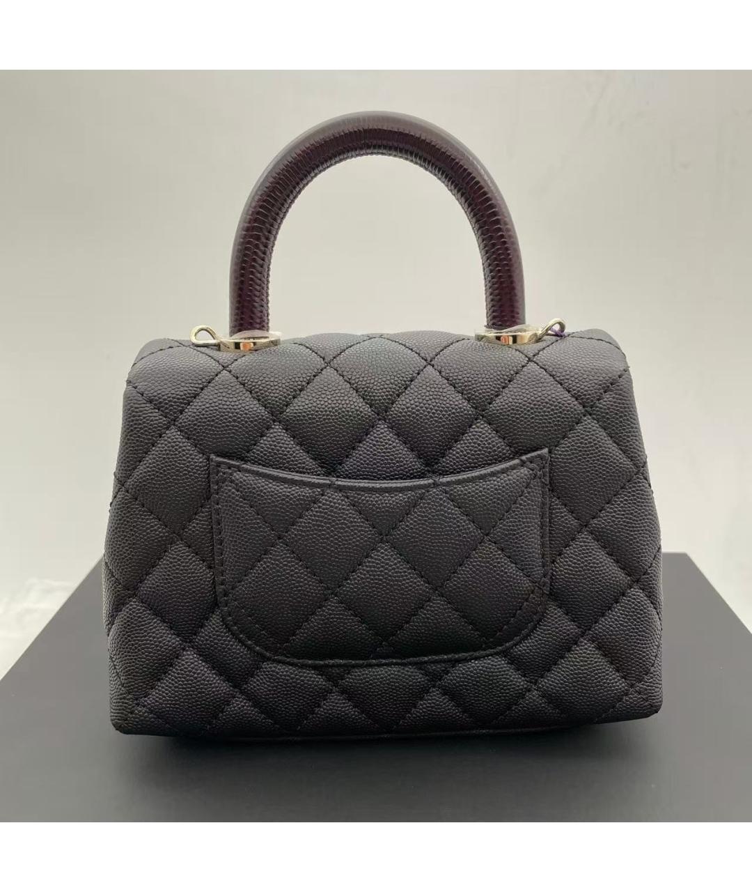 CHANEL Черная кожаная сумка с короткими ручками, фото 5